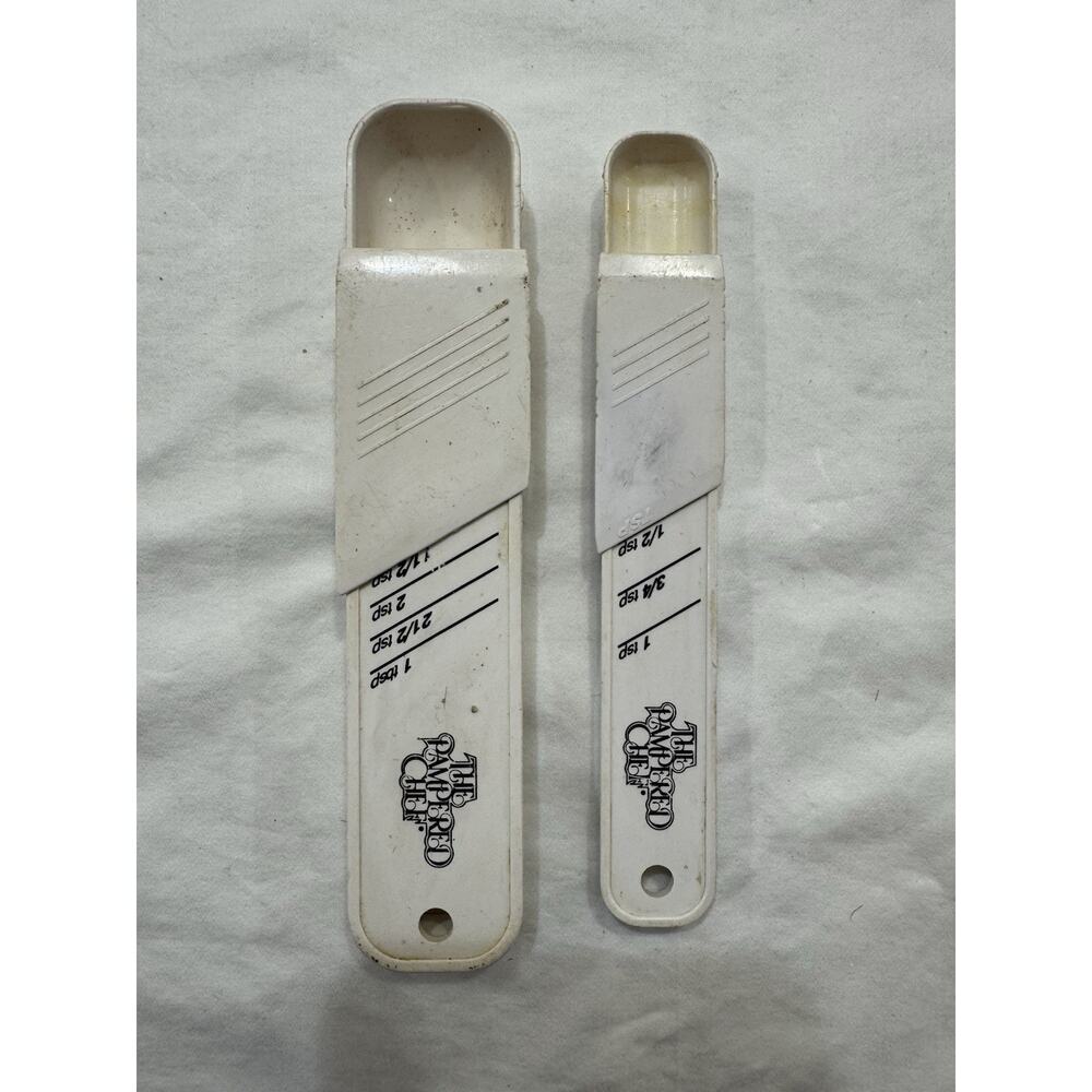 Set Of 2 Vintage Pampered Chef Adjustable Measuring Spoons, Teaspoon & Tablespoo